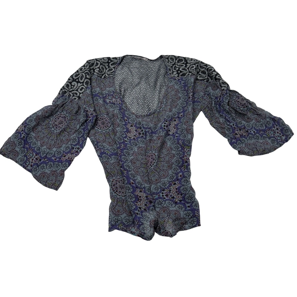 Language Boho Bell Sleeve Blouse Size S Anthropologie Style Sheer Peasant Top